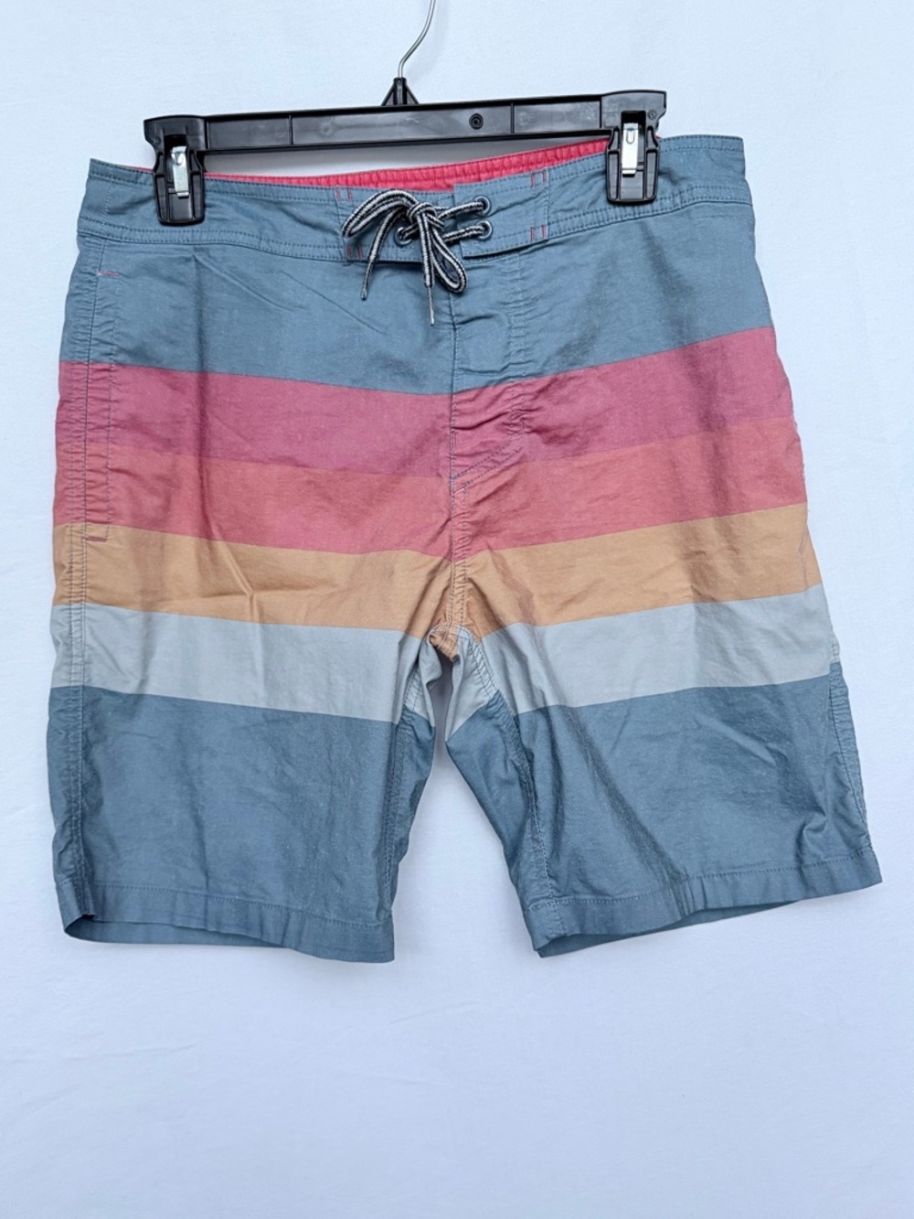 Goodfellow & Co Blue Swim Shorts with Pink, Orange & White Stripes